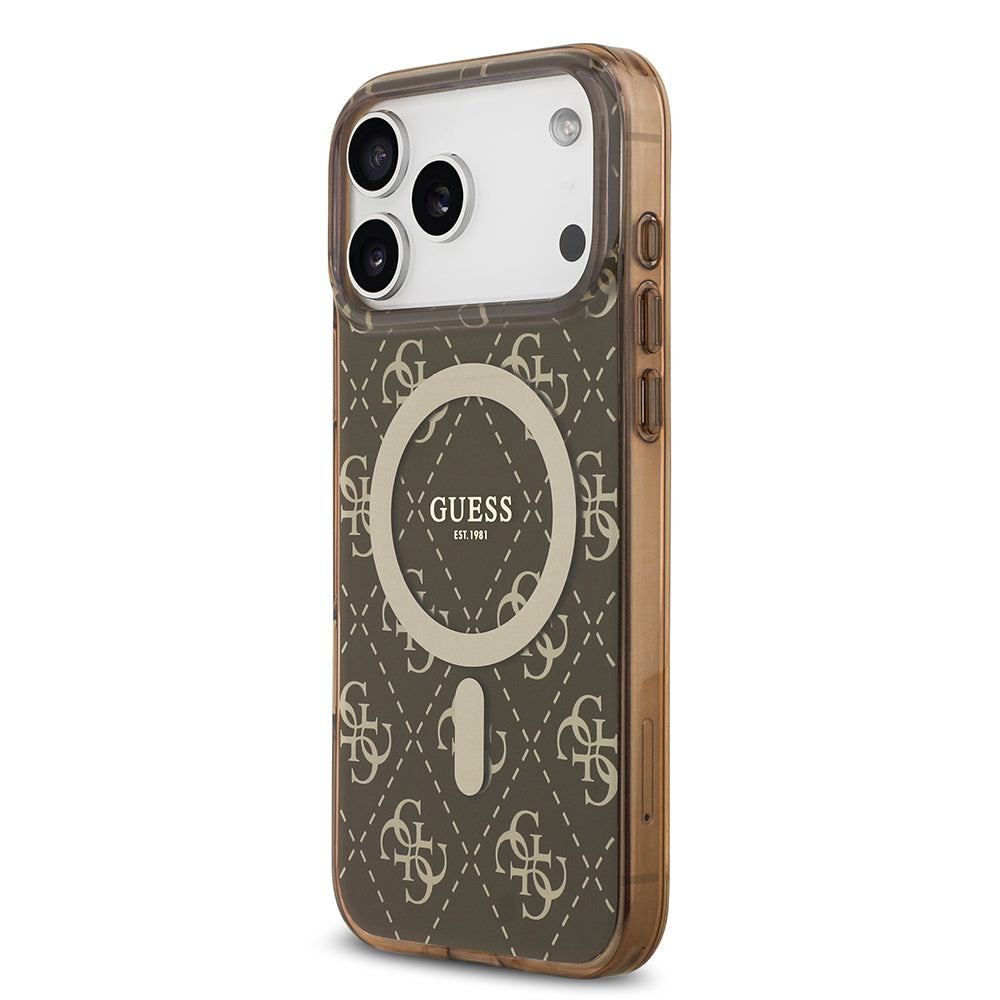 Guess iPhone 17 Pro Orjinal Lisanslı M-safe Şarj Özellikli IML Baskılı Klasik Logolu 4G Desenli Kılıf