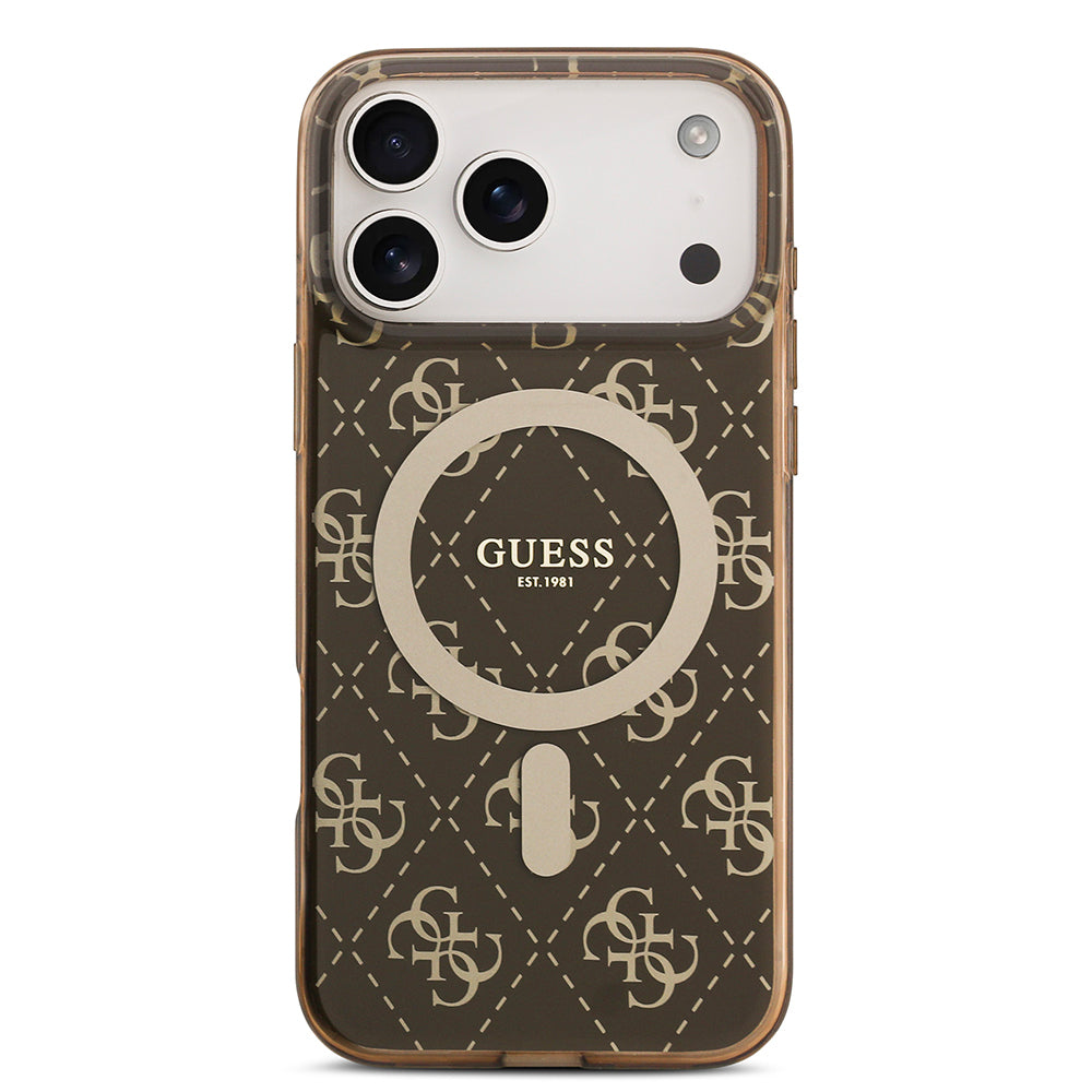 Guess iPhone 17 Pro Orjinal Lisanslı M-safe Şarj Özellikli IML Baskılı Klasik Logolu 4G Desenli Kılıf