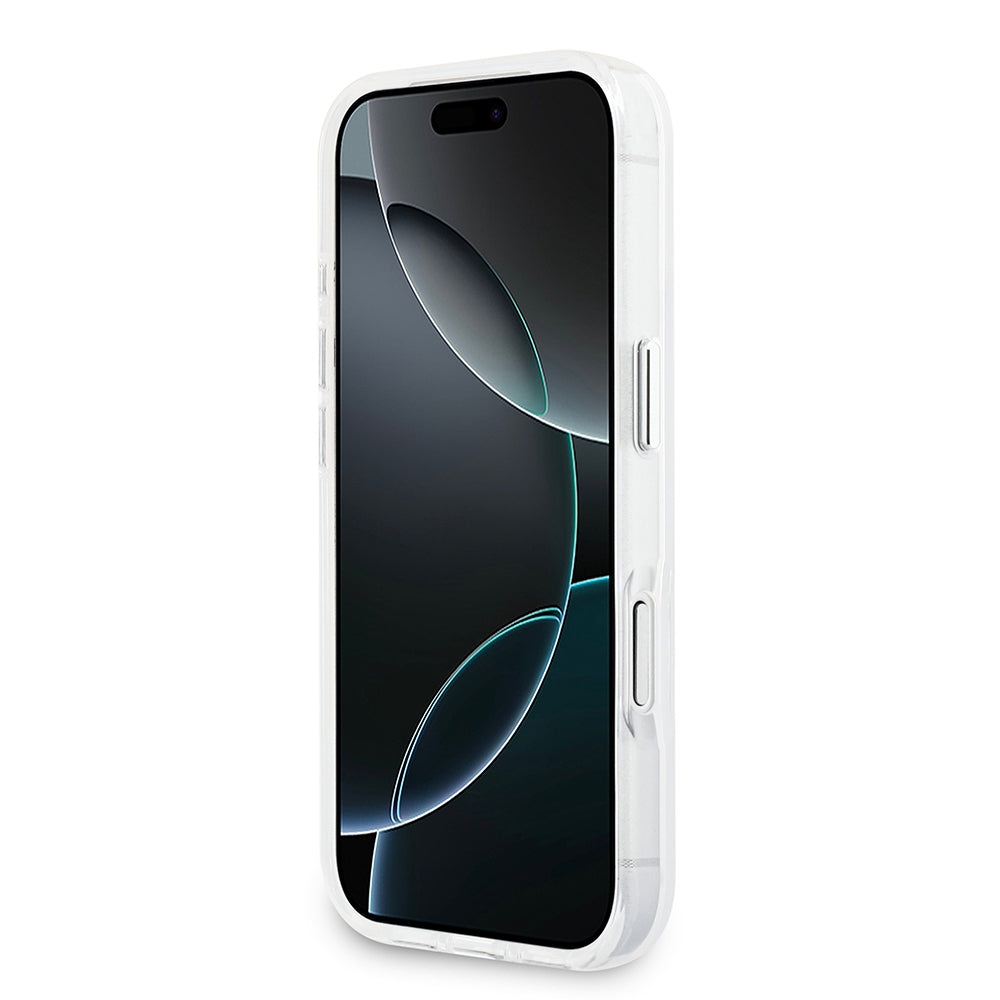 Guess iPhone 17 Pro Orjinal Lisanslı M-safe Şarj Özellikli IML Baskılı Üçgen Logolu Metal Kamera Çerçeveli Kılıf