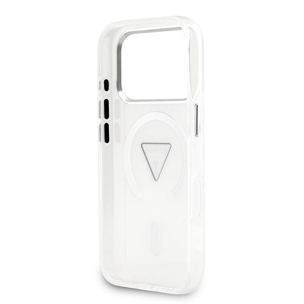 Guess iPhone 17 Pro Orjinal Lisanslı M-safe Şarj Özellikli IML Baskılı Üçgen Logolu Metal Kamera Çerçeveli Kılıf