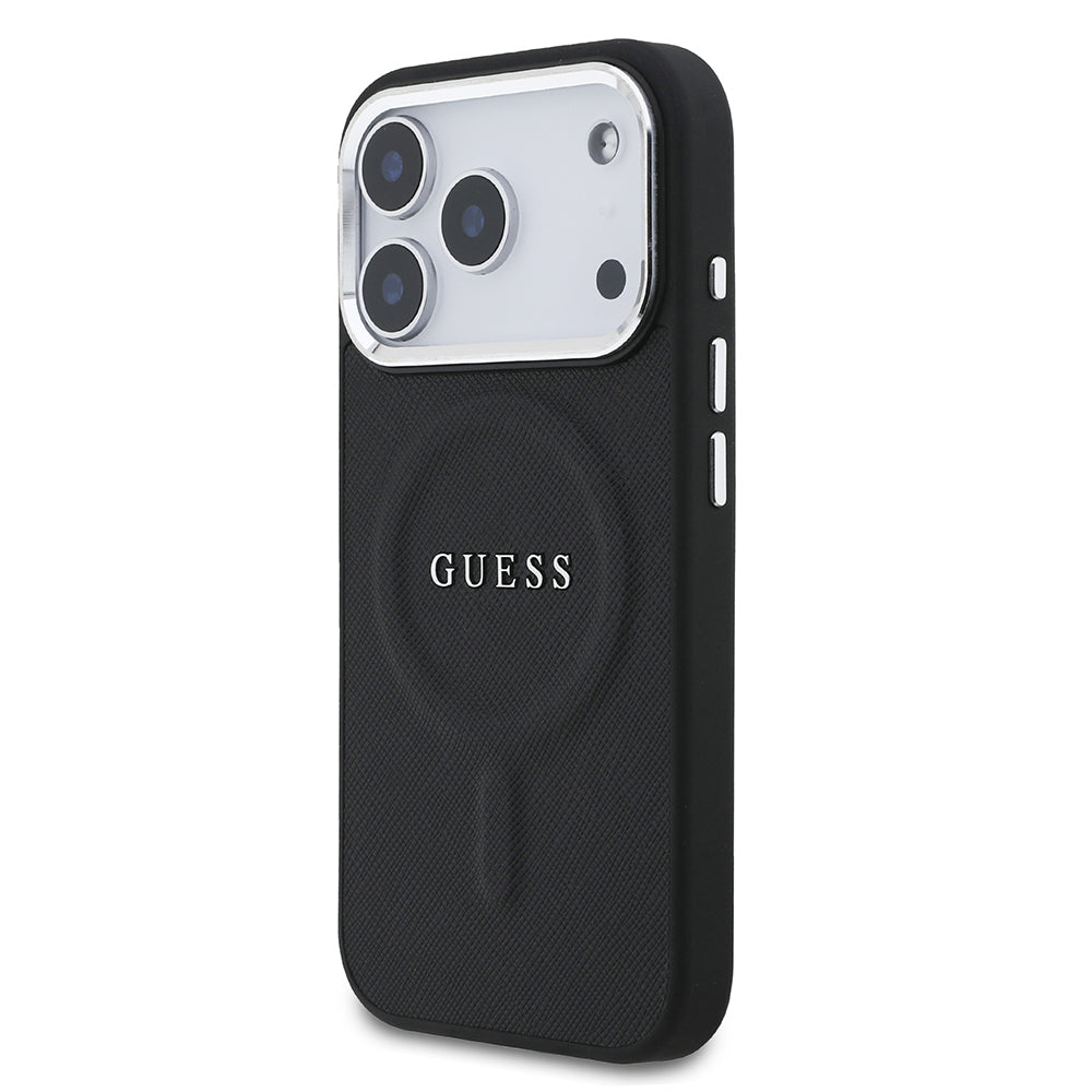 Guess iPhone 17 Pro Orjinal Lisanslı M-safe Şarj Özellikli Klasik Yazı Logolu PU Deri Kılıf