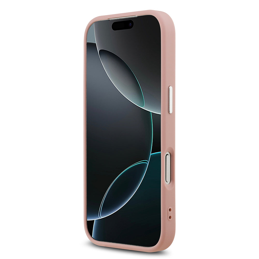 Guess iPhone 17 Pro Orjinal Lisanslı M-safe Şarj Özellikli Metal Kamera Çerçeveli Üçgen Logolu Glitter Kılıf