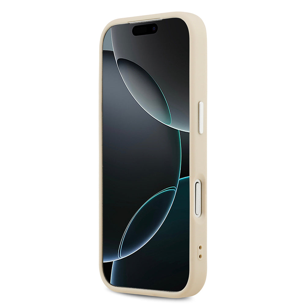 Guess iPhone 17 Pro Orjinal Lisanslı M-safe Şarj Özellikli Sıcak Baskılı Klasik Yazı Logolu PU Deri Peony Kılıf