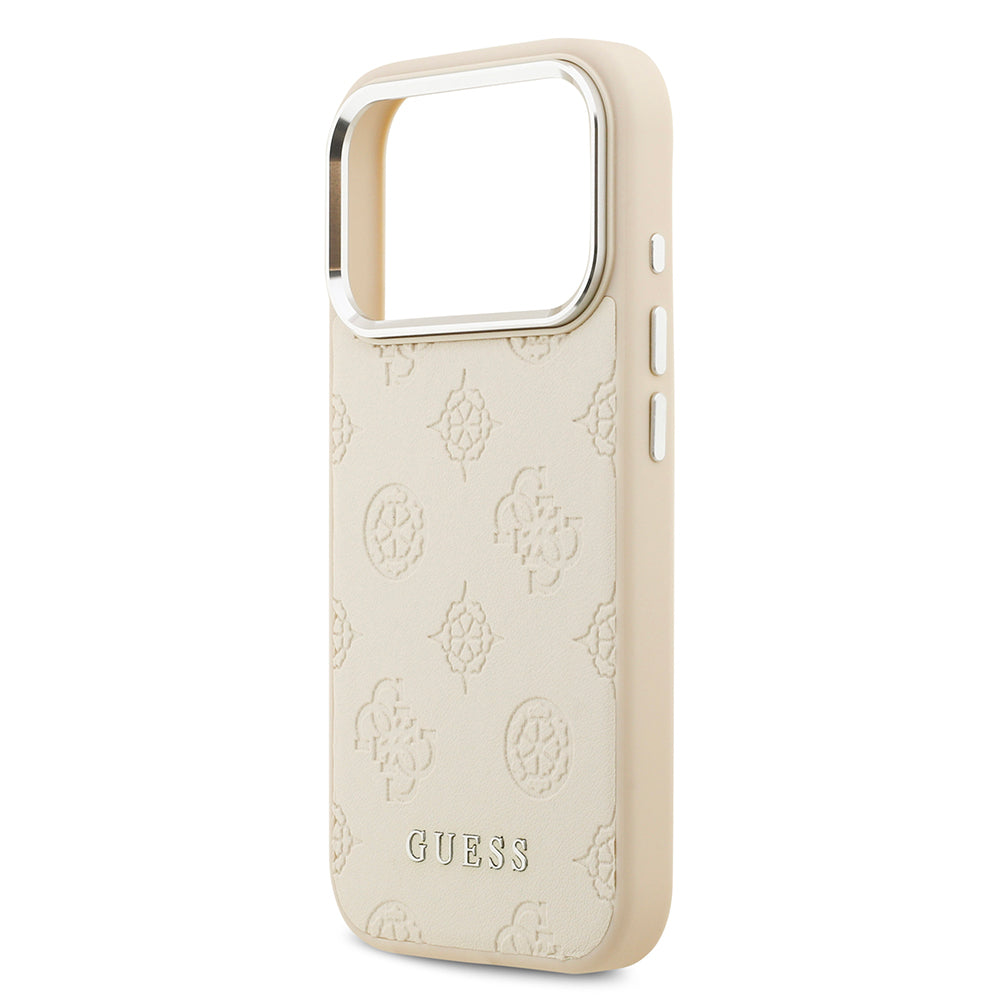 Guess iPhone 17 Pro Orjinal Lisanslı M-safe Şarj Özellikli Sıcak Baskılı Klasik Yazı Logolu PU Deri Peony Kılıf
