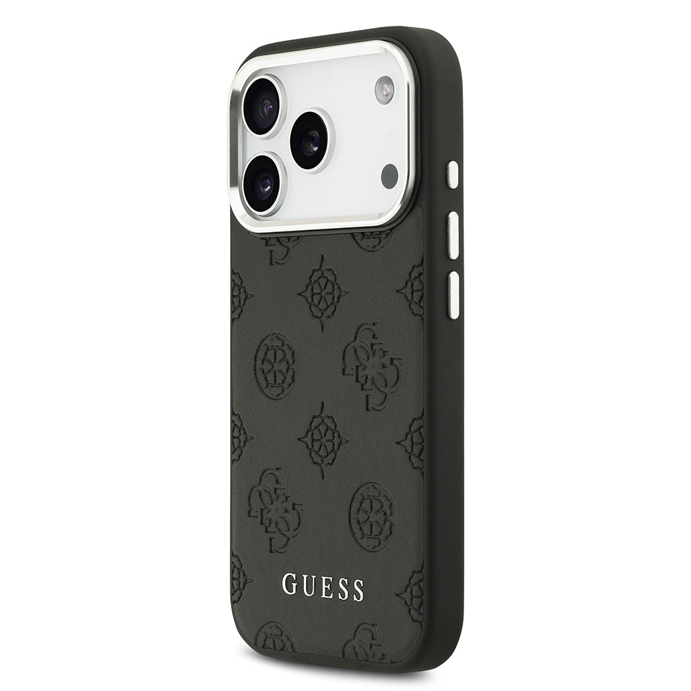 Guess iPhone 17 Pro Orjinal Lisanslı M-safe Şarj Özellikli Sıcak Baskılı Klasik Yazı Logolu PU Deri Peony Kılıf