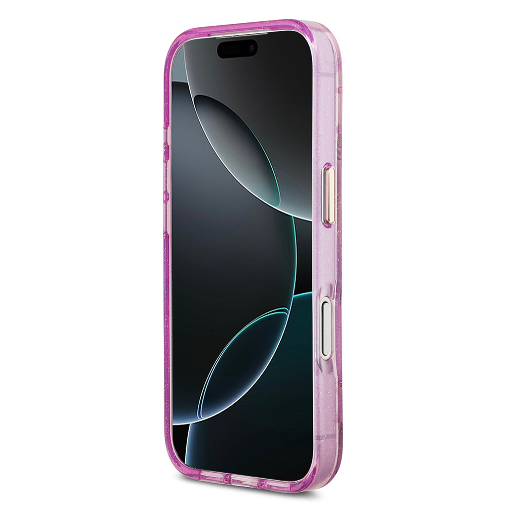 Guess iPhone 17 Pro Orjinal Lisanslı M-safe Şarj Özellikli Simli Çiçek Desenli Metal Kamera Çerçeveli Üçgen Logolu Kılıf