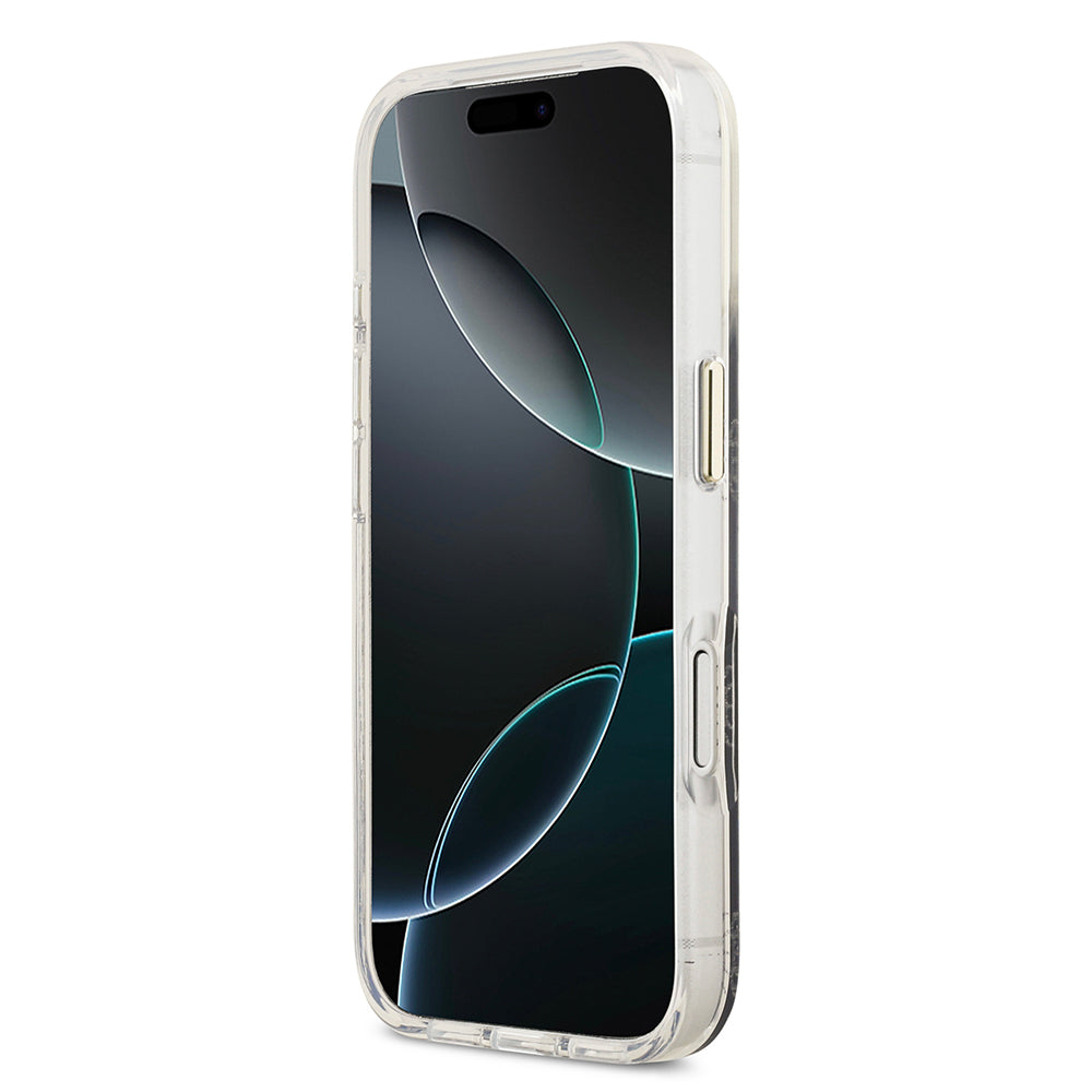 Guess iPhone 17 Pro Orjinal Lisanslı M-safe Şarj Özellikli Simli Peony Desenli Silikon Kılıf