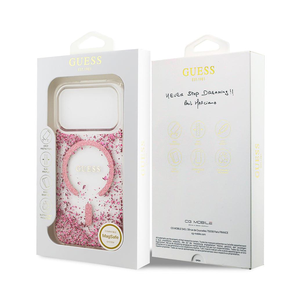 Guess iPhone 17 Pro Orjinal Lisanslı M-safe Şarj Özellikli Transparan Resin Bottom Kılıf