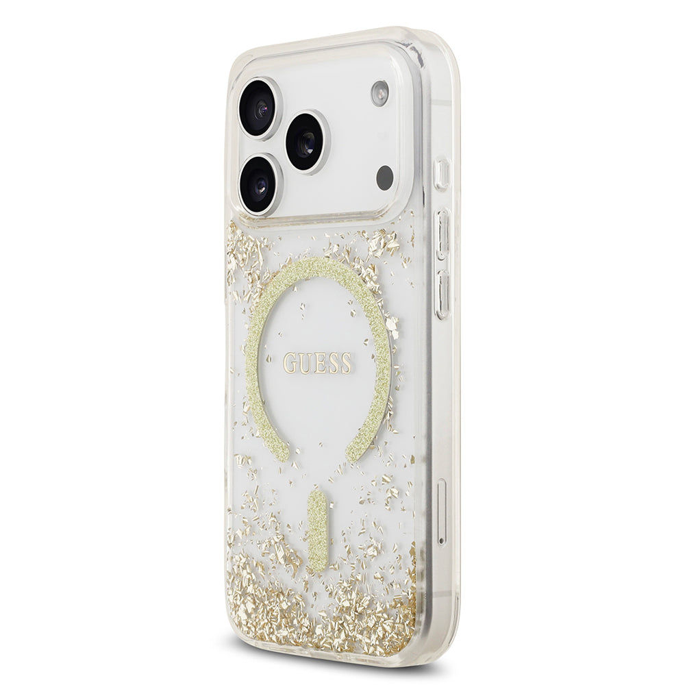 Guess iPhone 17 Pro Orjinal Lisanslı M-safe Şarj Özellikli Transparan Resin Bottom Kılıf
