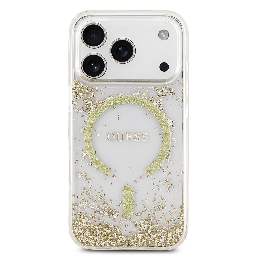 Guess iPhone 17 Pro Orjinal Lisanslı M-safe Şarj Özellikli Transparan Resin Bottom Kılıf
