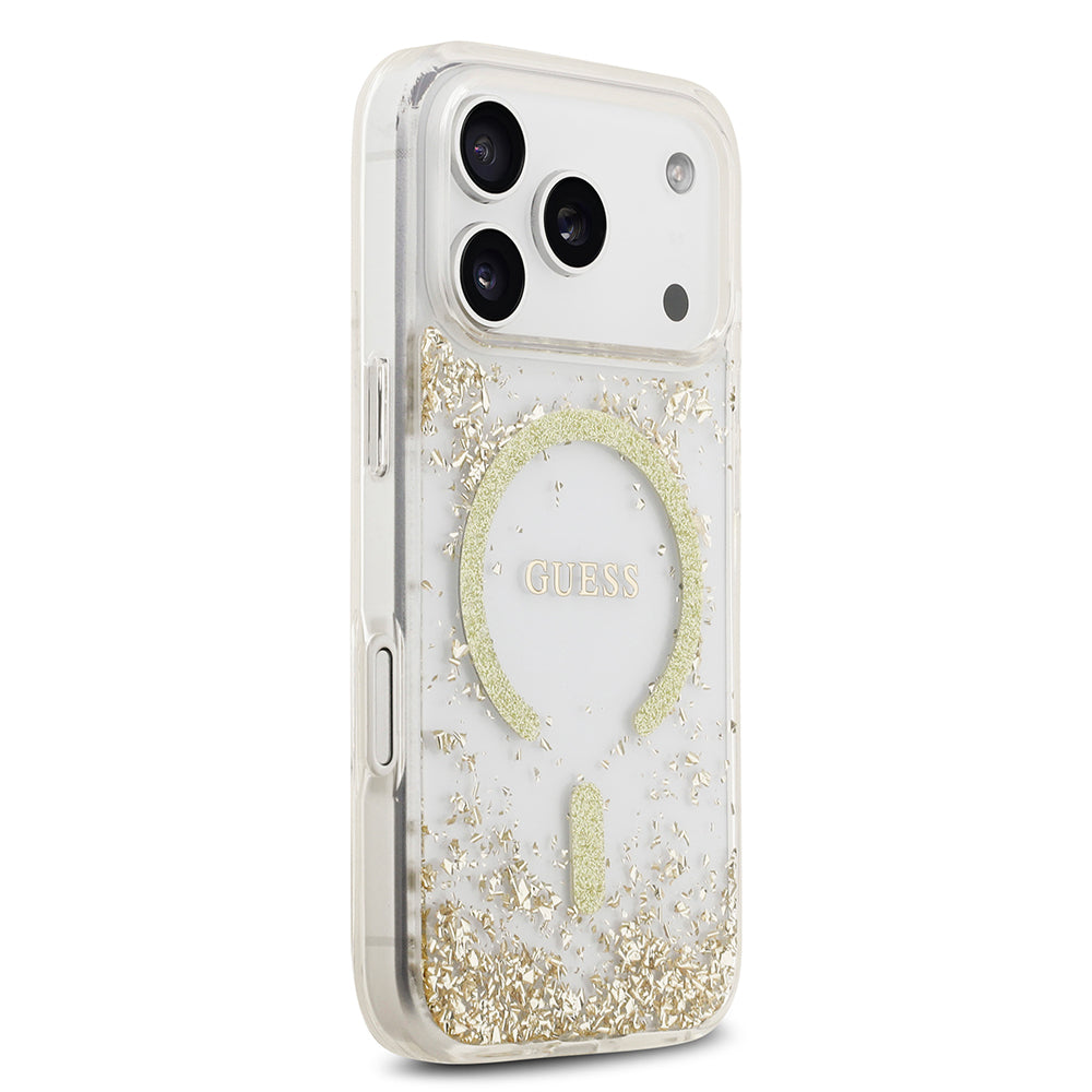 Guess iPhone 17 Pro Orjinal Lisanslı M-safe Şarj Özellikli Transparan Resin Bottom Kılıf