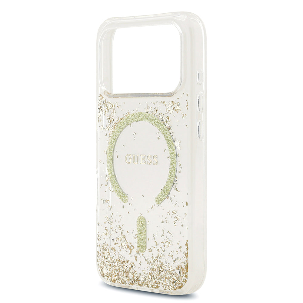 Guess iPhone 17 Pro Orjinal Lisanslı M-safe Şarj Özellikli Transparan Resin Bottom Kılıf