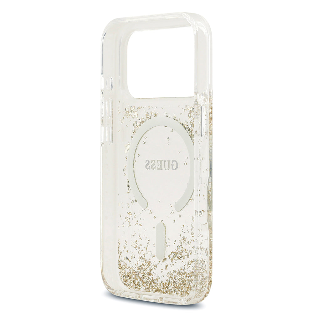 Guess iPhone 17 Pro Orjinal Lisanslı M-safe Şarj Özellikli Transparan Resin Bottom Kılıf