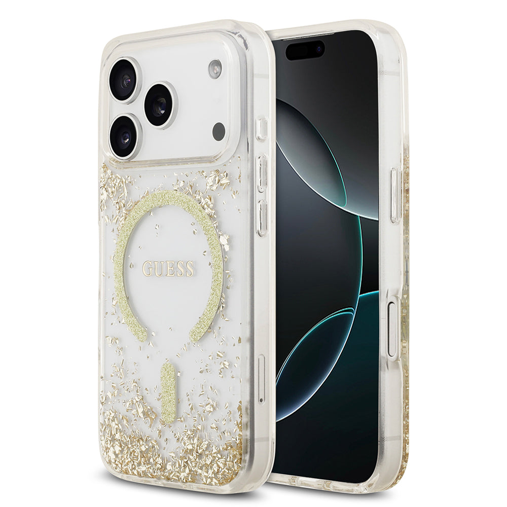 Guess iPhone 17 Pro Orjinal Lisanslı M-safe Şarj Özellikli Transparan Resin Bottom Kılıf