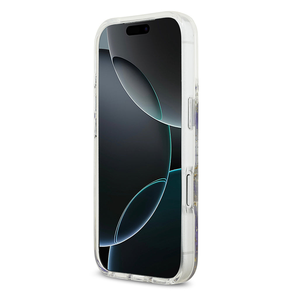 Guess iPhone 17 Pro Orjinal Lisanslı M-safe Şarj Özellikli Transparan Resin Flowers Kılıf