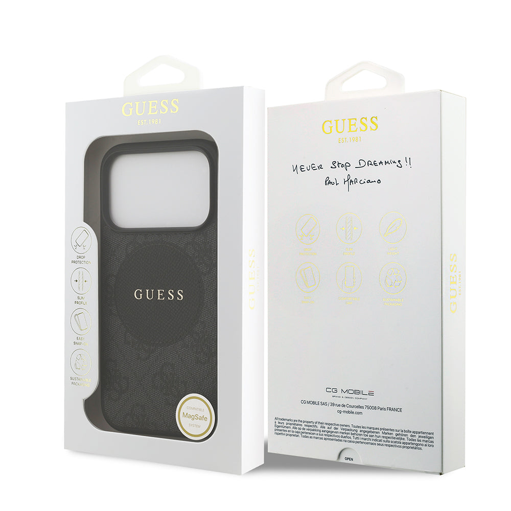 Guess iPhone 17 Pro Orjinal Lisanslı M-safe Şarj Özellikli Yazı Logolu Circle Classic Kılıf
