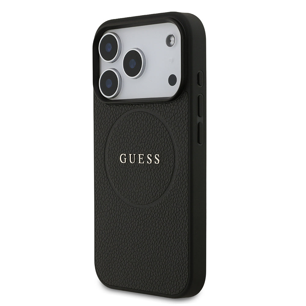 Guess iPhone 17 Pro Orjinal Lisanslı M-safe Şarj Özellikli Yazı Logolu PU Deri Kılıf
