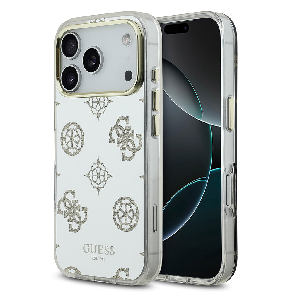 Guess iPhone 17 Pro Orjinal Lisanslı Metal Kamera Çerçeveli Simli Aynalı Kılıf