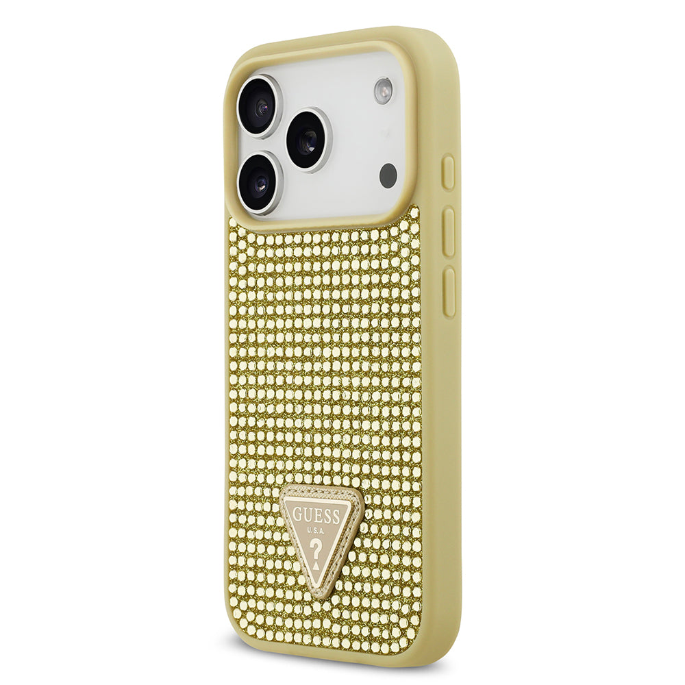Guess iPhone 17 Pro Orjinal Lisanslı Taşlı Arka Yüzey Üçgen Logolu Telefon Kılıfı