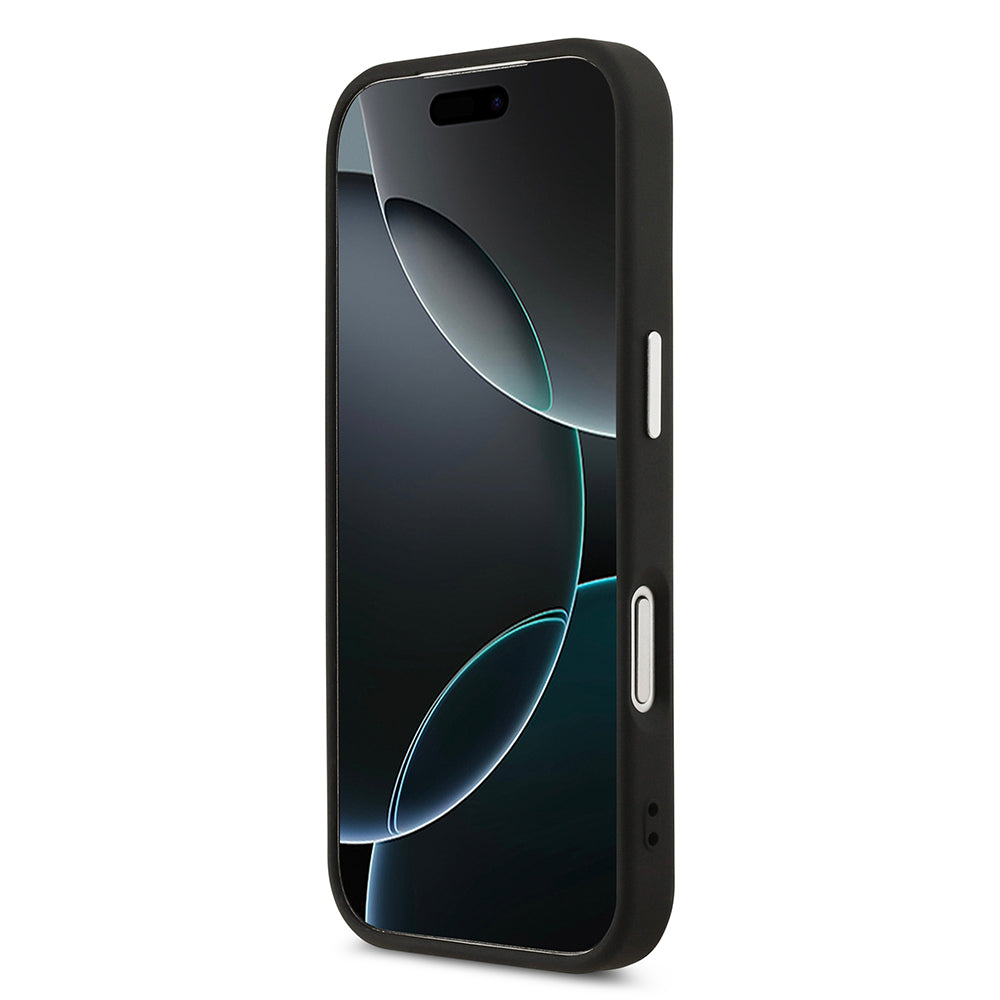 Karl Lagerfeld iPhone 17 Pro Orjinal Lisanslı M-safe Şarj Özellikli Delikli Tasarım Metal Logolu PU Deri Kılıf