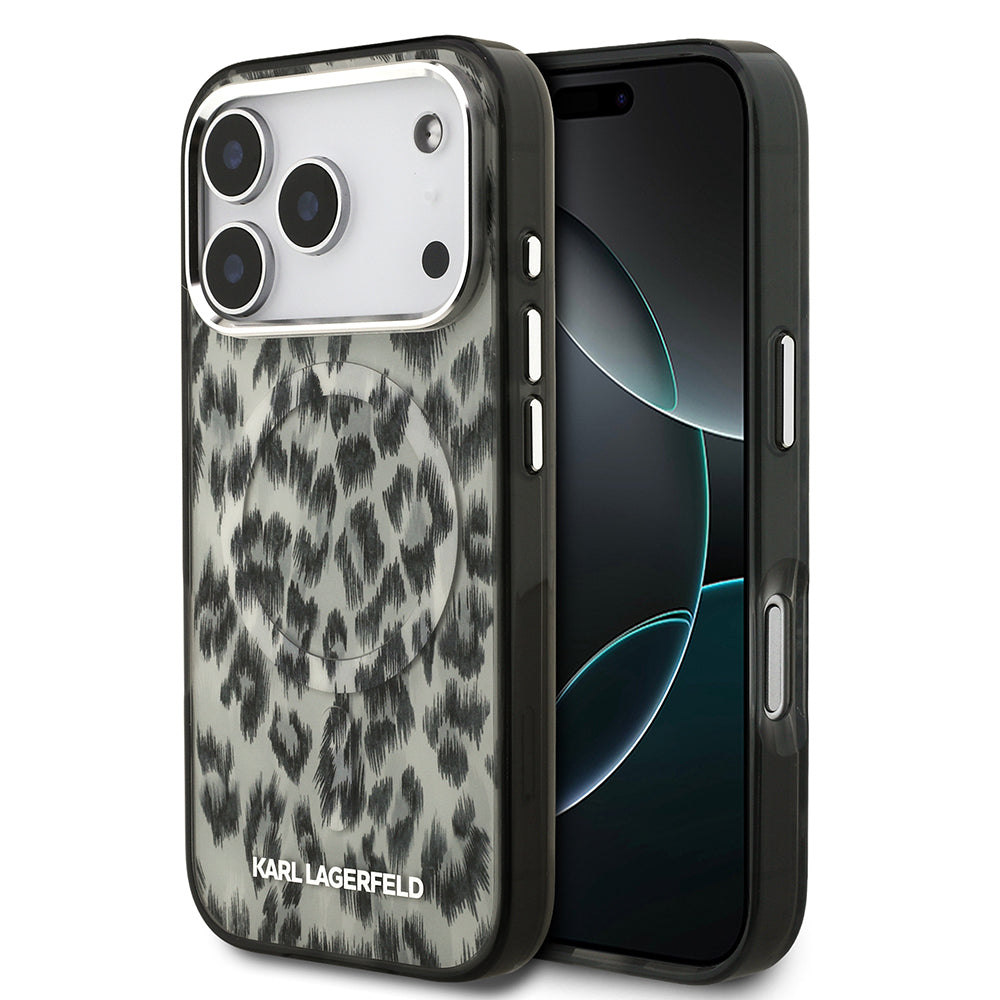 Karl Lagerfeld iPhone 17 Pro Orjinal Lisanslı M-safe Şarj Özellikli IML Leopar Baskılı Kılıf