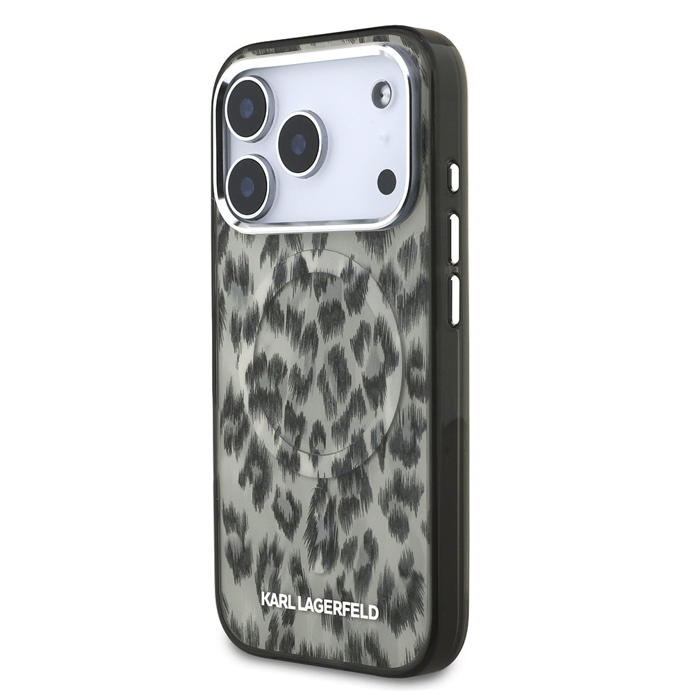 Karl Lagerfeld iPhone 17 Pro Orjinal Lisanslı M-safe Şarj Özellikli IML Leopar Baskılı Kılıf
