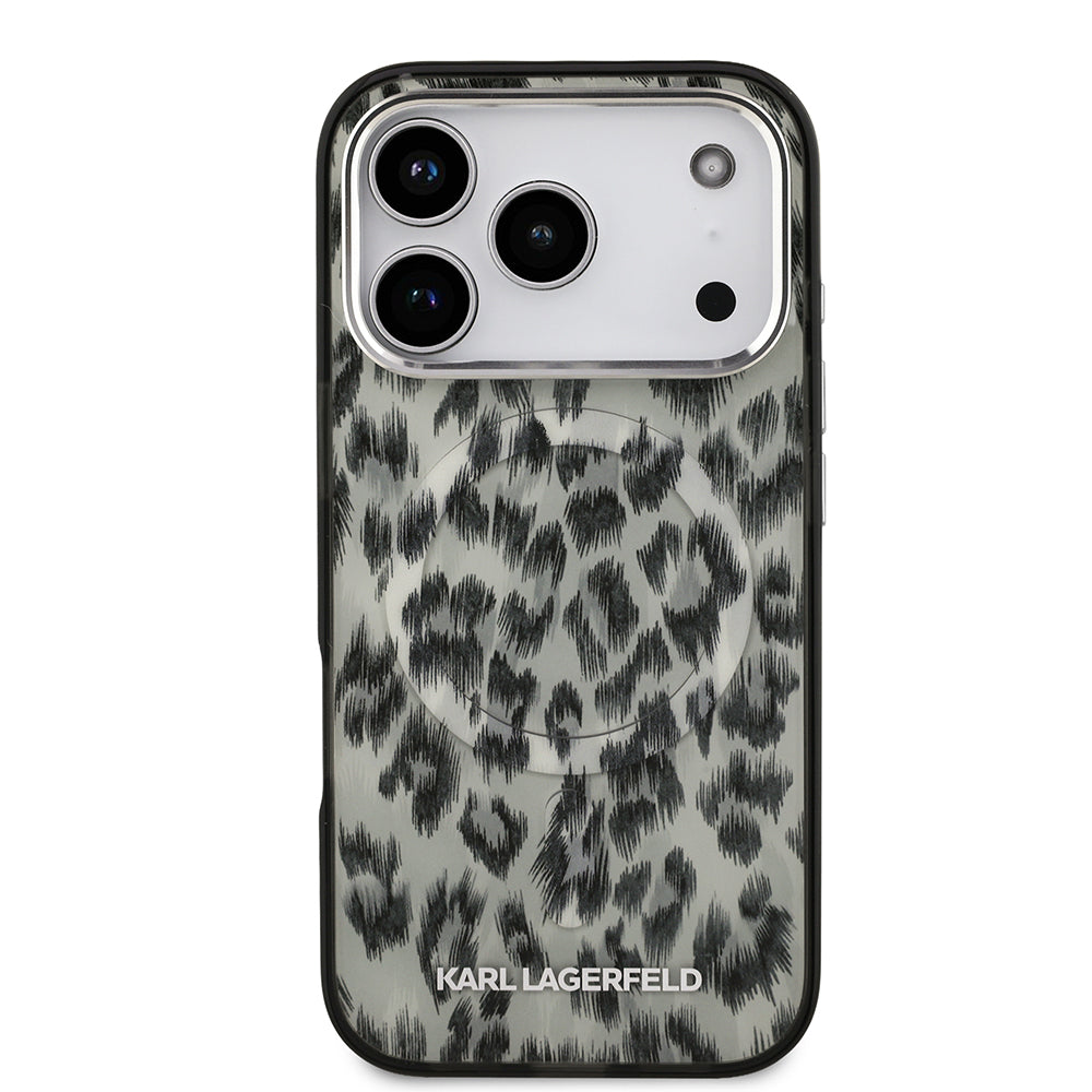 Karl Lagerfeld iPhone 17 Pro Orjinal Lisanslı M-safe Şarj Özellikli IML Leopar Baskılı Kılıf