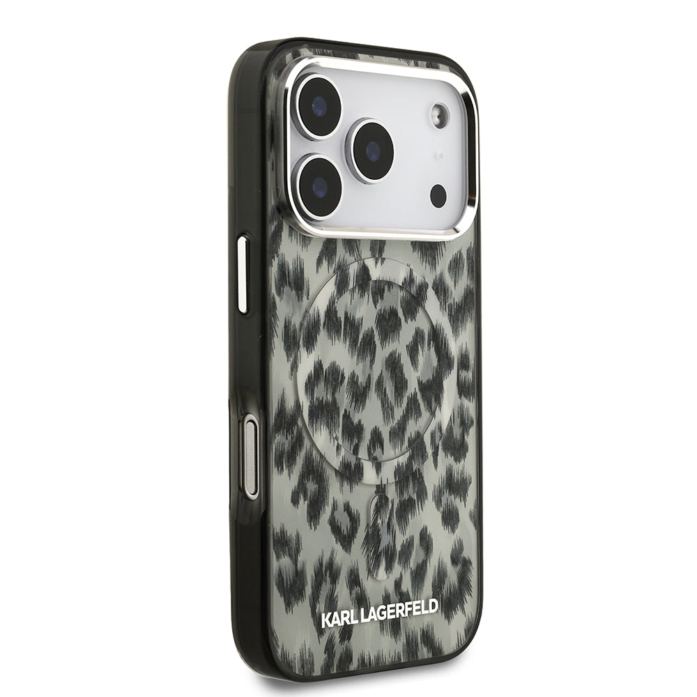 Karl Lagerfeld iPhone 17 Pro Orjinal Lisanslı M-safe Şarj Özellikli IML Leopar Baskılı Kılıf