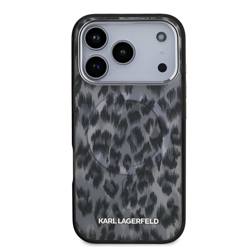 Karl Lagerfeld iPhone 17 Pro Orjinal Lisanslı M-safe Şarj Özellikli IML Leopar Baskılı Kılıf