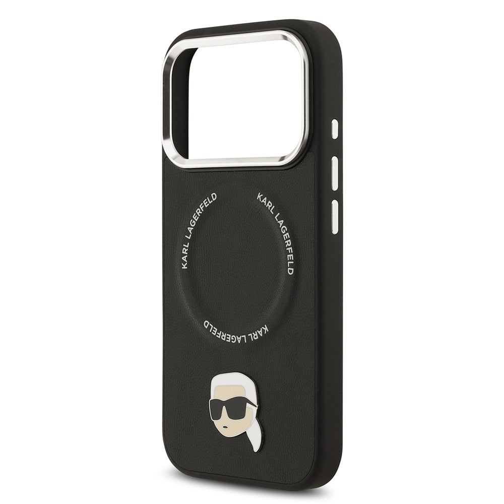 Karl Lagerfeld iPhone 17 Pro Orjinal Lisanslı M-safe Şarj Özellikli Metal Kamera ve Buton Tasarımlı Karl PU Deri Kılıf