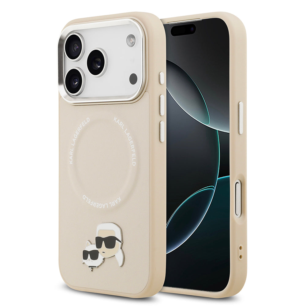Karl Lagerfeld iPhone 17 Pro Orjinal Lisanslı M-safe Şarj Özellikli Metal Kamera ve Buton Tasarımlı K&C PU Deri Kılıf