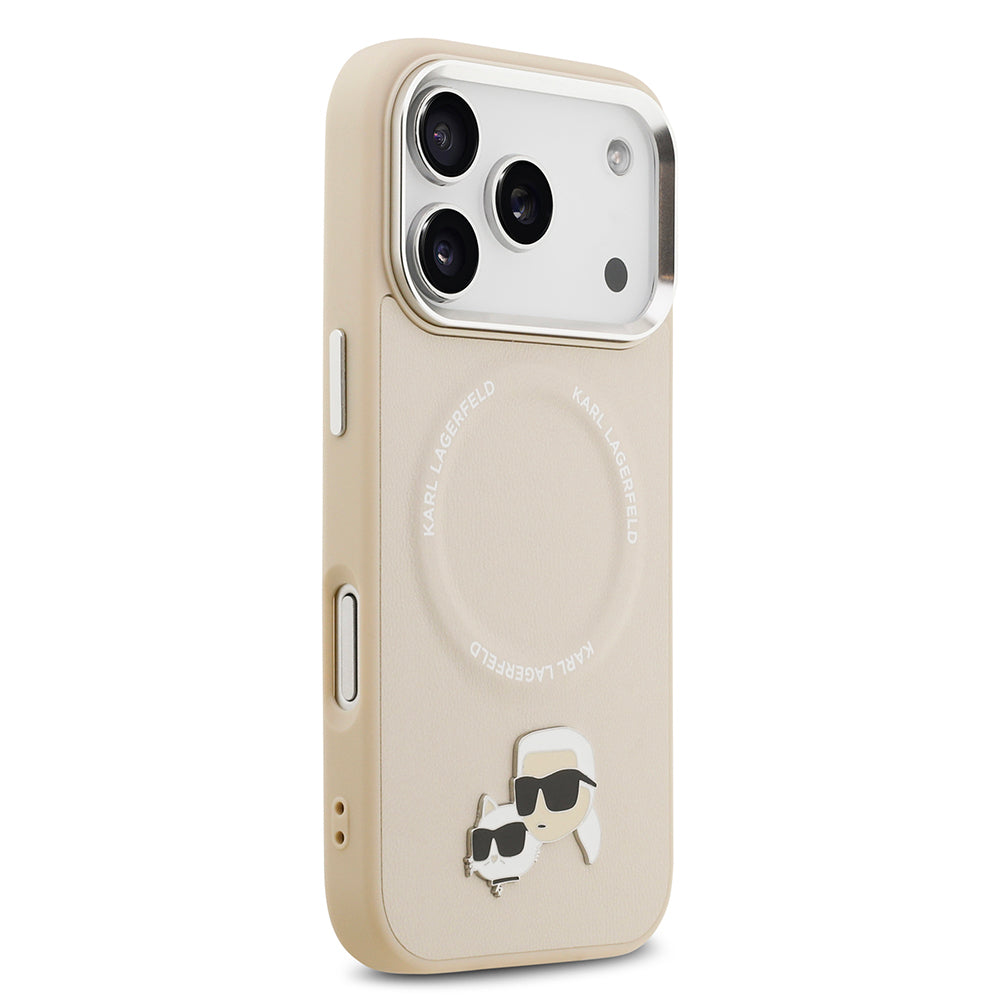 Karl Lagerfeld iPhone 17 Pro Orjinal Lisanslı M-safe Şarj Özellikli Metal Kamera ve Buton Tasarımlı K&C PU Deri Kılıf