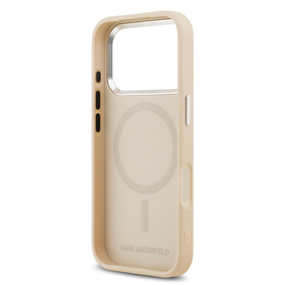 Karl Lagerfeld iPhone 17 Pro Orjinal Lisanslı M-safe Şarj Özellikli Metal Kamera ve Buton Tasarımlı K&C PU Deri Kılıf