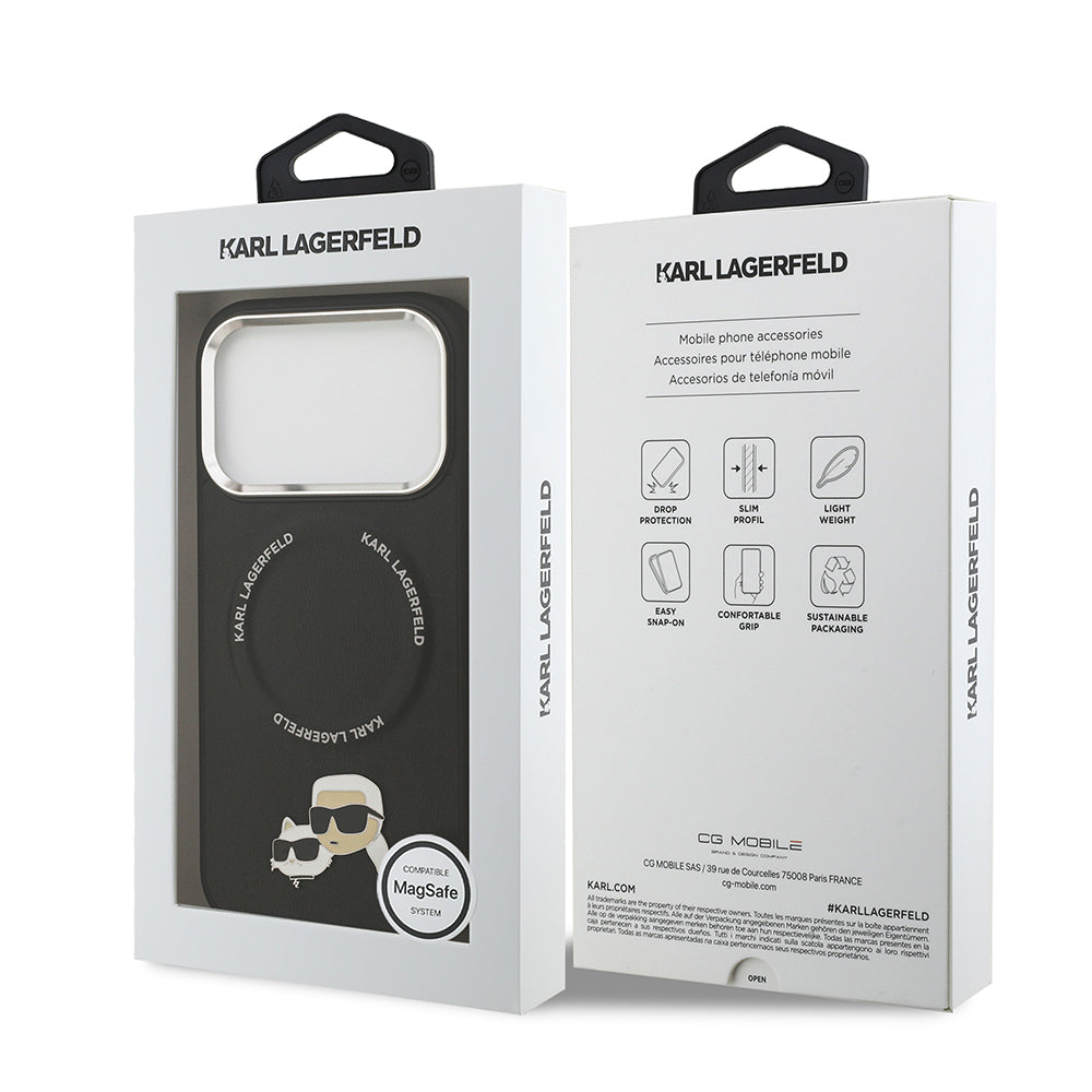 Karl Lagerfeld iPhone 17 Pro Orjinal Lisanslı M-safe Şarj Özellikli Metal Kamera ve Buton Tasarımlı K&C PU Deri Kılıf