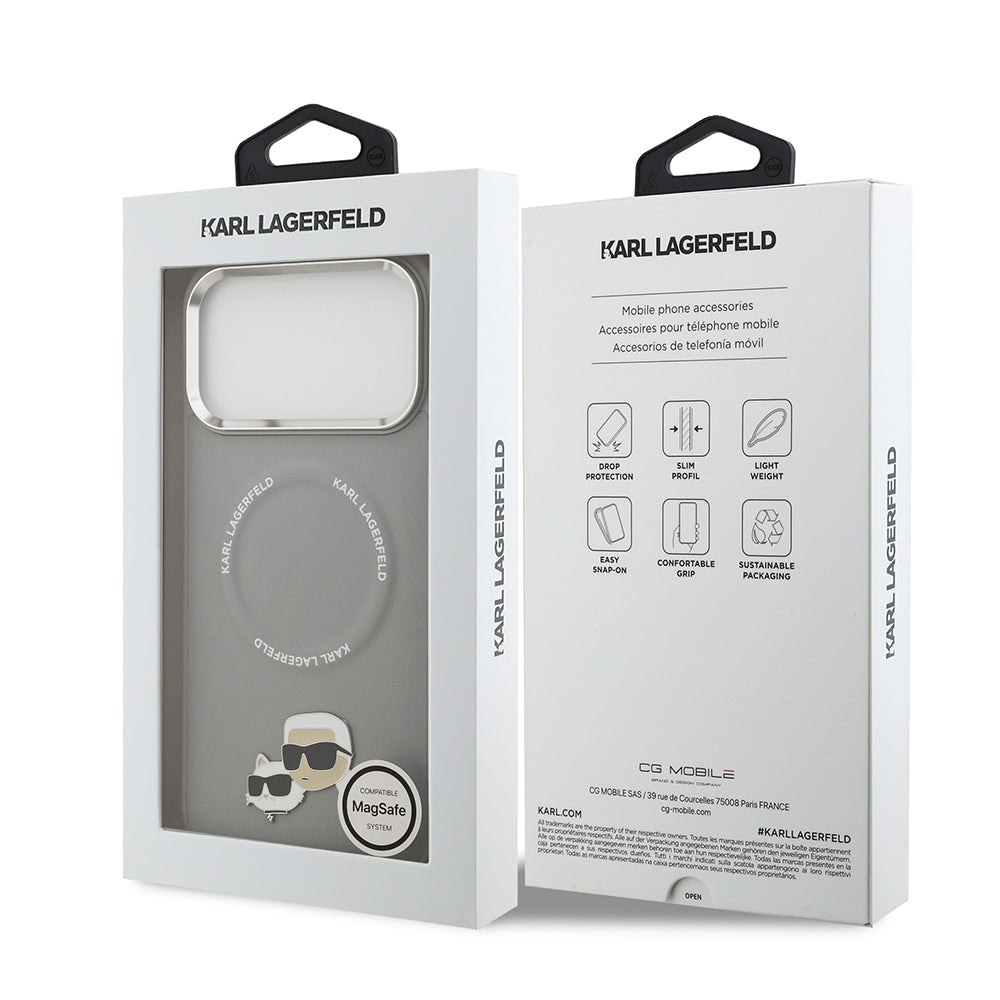 Karl Lagerfeld iPhone 17 Pro Orjinal Lisanslı M-safe Şarj Özellikli Metal Kamera ve Buton Tasarımlı K&C PU Deri Kılıf