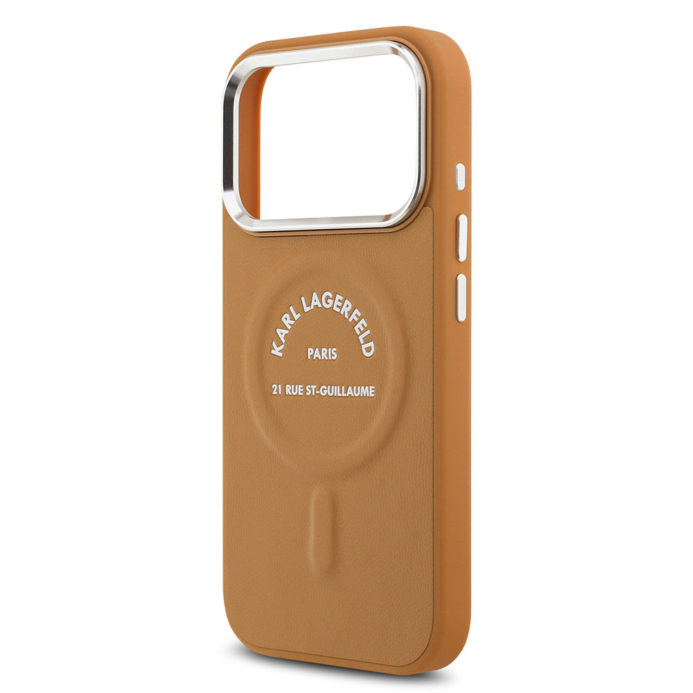 Karl Lagerfeld iPhone 17 Pro Orjinal Lisanslı M-safe Şarj Özellikli Metal Kamera ve Buton Tasarımlı Paris RSG PU Deri Kılıf