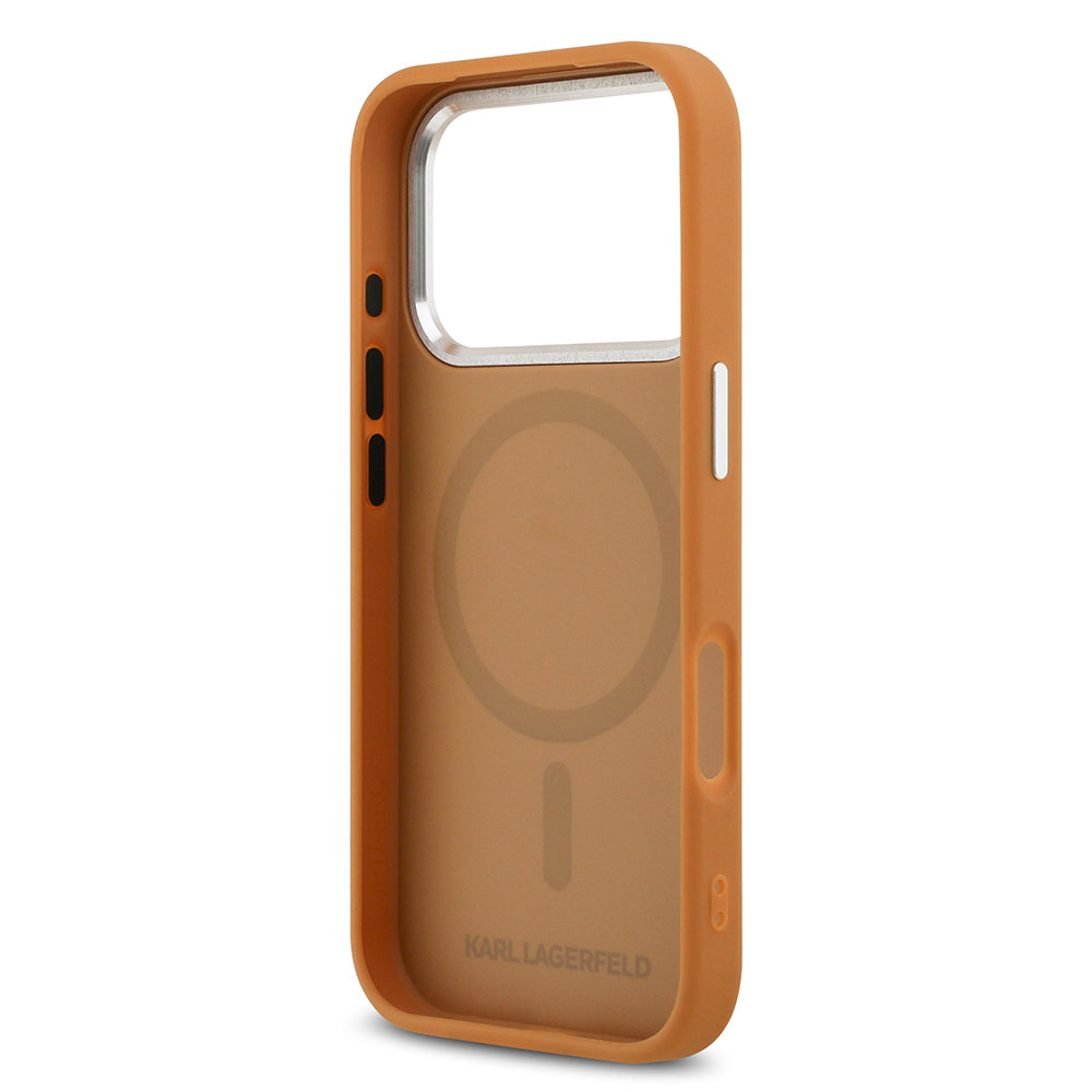 Karl Lagerfeld iPhone 17 Pro Orjinal Lisanslı M-safe Şarj Özellikli Metal Kamera ve Buton Tasarımlı Paris RSG PU Deri Kılıf