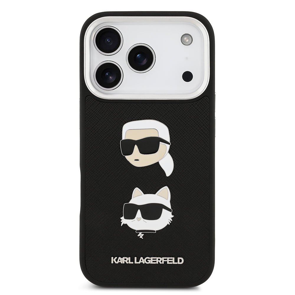 Karl Lagerfeld iPhone 17 Pro Orjinal Lisanslı Metal Logolu K&C Heads Pin Kılıf