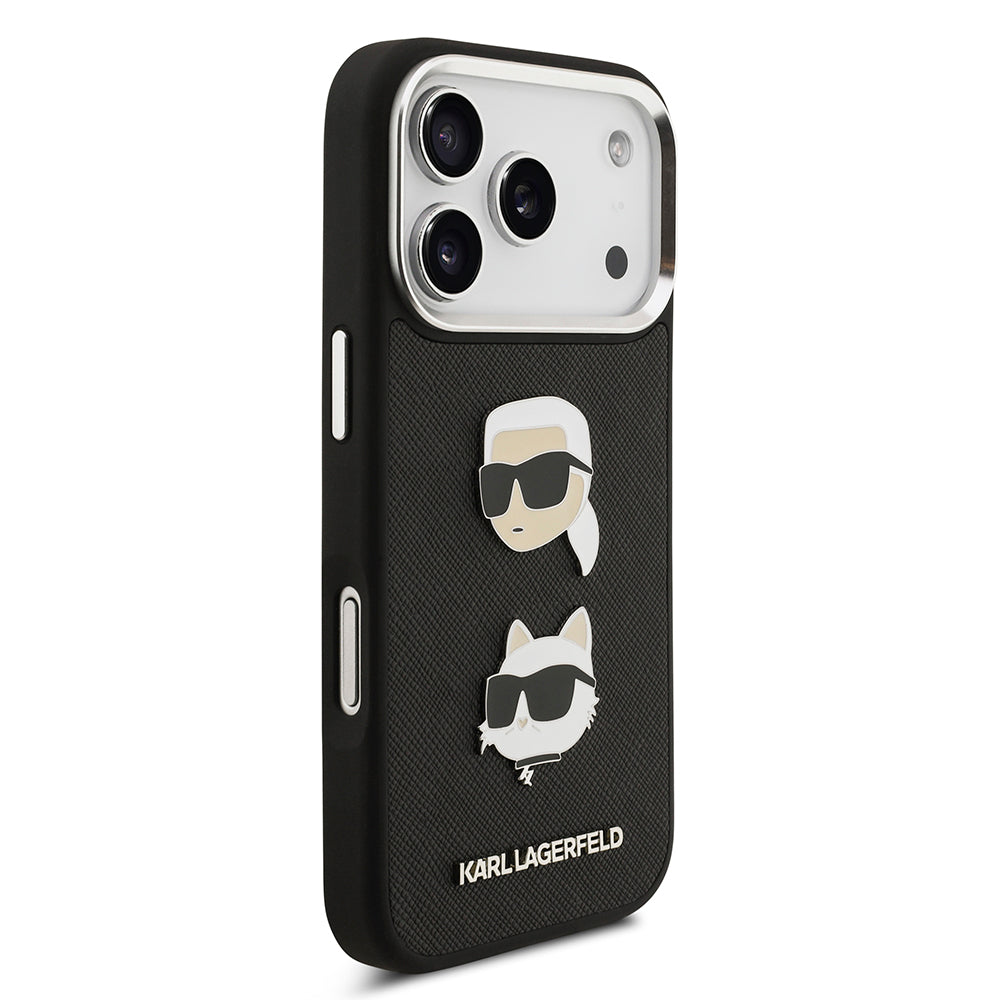 Karl Lagerfeld iPhone 17 Pro Orjinal Lisanslı Metal Logolu K&C Heads Pin Kılıf