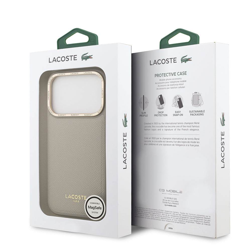Lacoste iPhone 17 Pro Orjinal Lisanslı M-safe Şarj Özellikli Champs Elysees PU Deri Tasarımlı Kılıf
