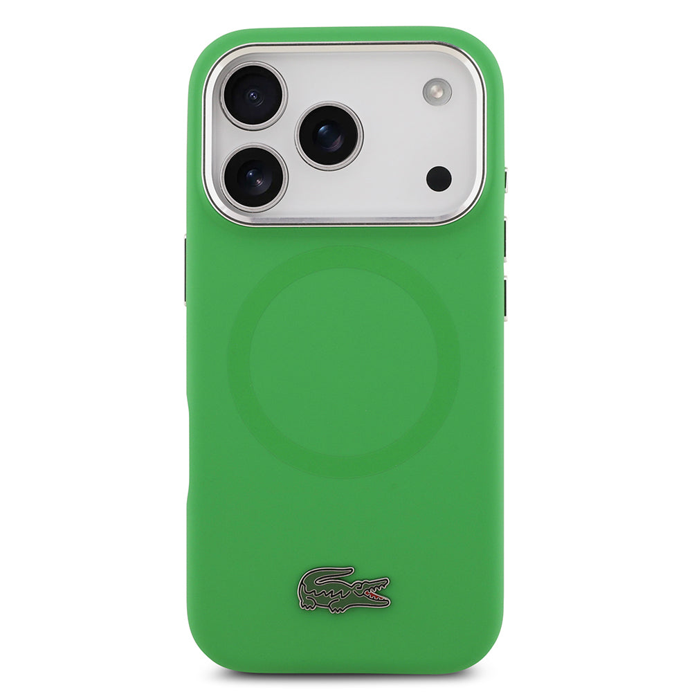 Lacoste iPhone 17 Pro Orjinal Lisanslı M-safe Şarj Özellikli İkonik Logolu Metal Kamera Çerçeveli Silikon Kılıf