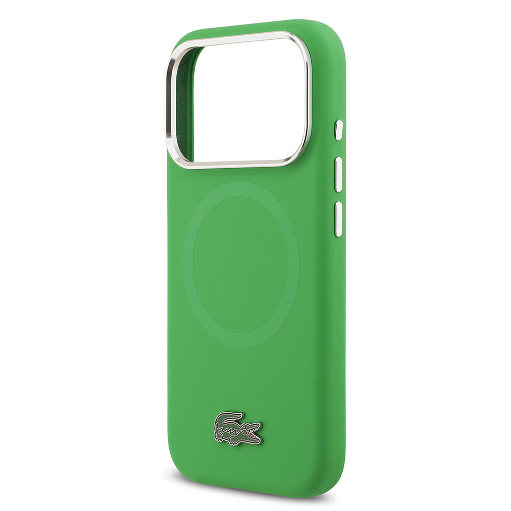 Lacoste iPhone 17 Pro Orjinal Lisanslı M-safe Şarj Özellikli İkonik Logolu Metal Kamera Çerçeveli Silikon Kılıf