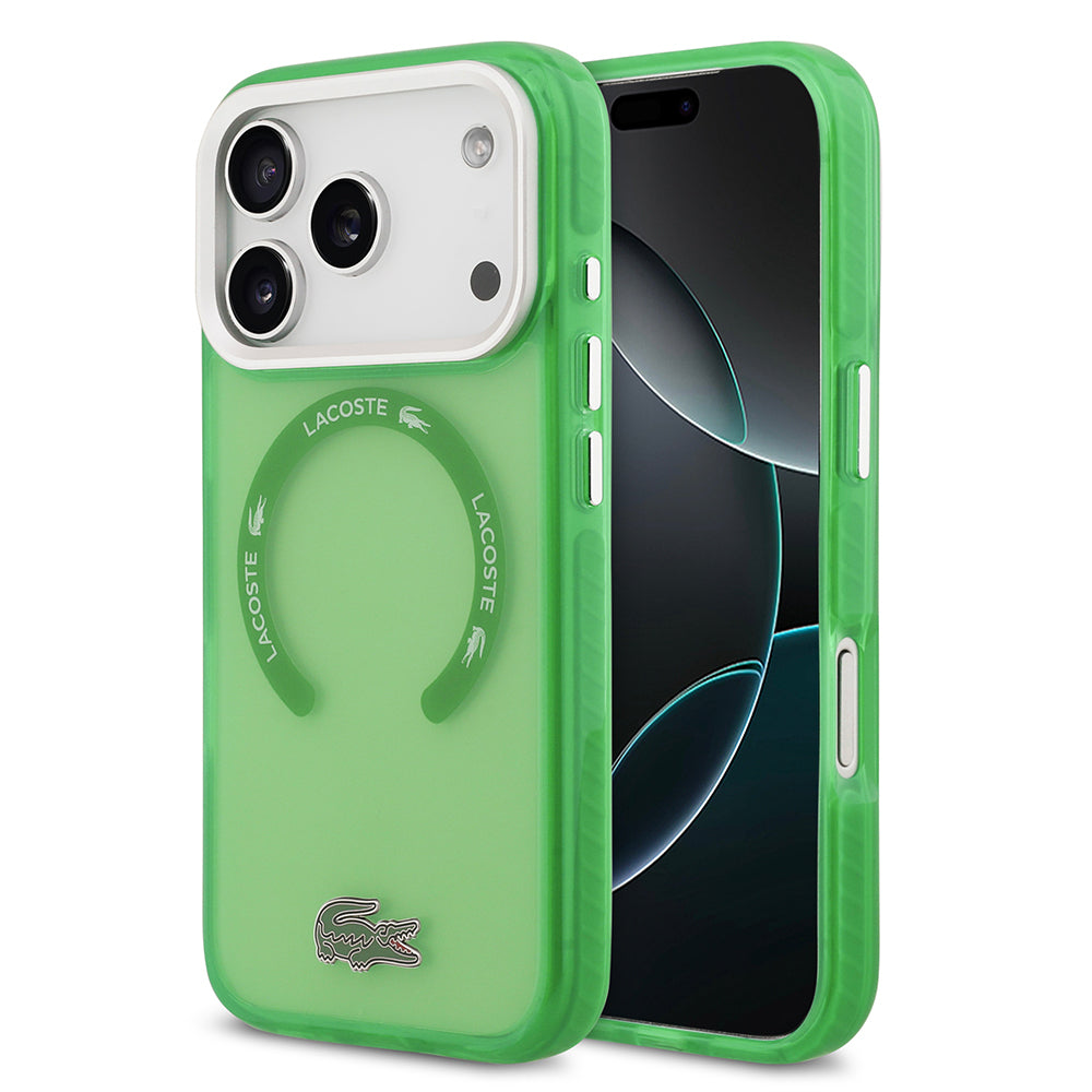 Lacoste iPhone 17 Pro Orjinal Lisanslı M-safe Şarj Özellikli İkonik Timsah Logolu Buzlu Kılıf