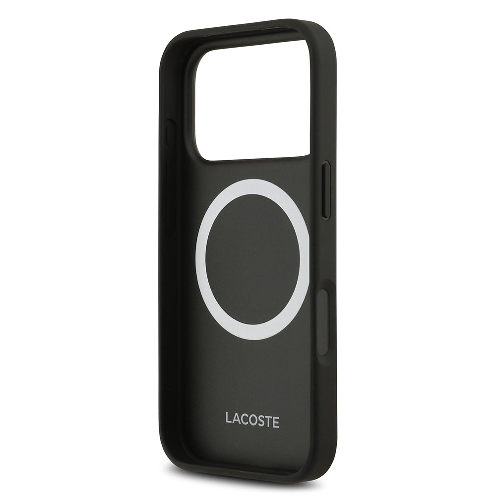 Lacoste iPhone 17 Pro Orjinal Lisanslı M-safe Şarj Özellikli PU Deri Tasarımlı Kartlıklı Karışık Monogram Desenli Kılıf