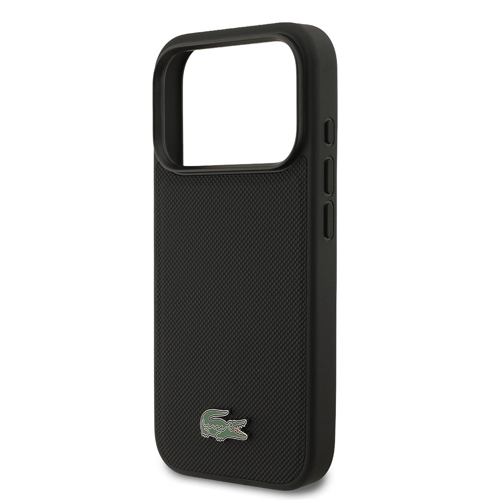 Lacoste iPhone 17 Pro Orjinal Lisanslı M-safe Şarj Özellikli PU Pike Desenli Metal Logolu Kartlıklı Kılıf