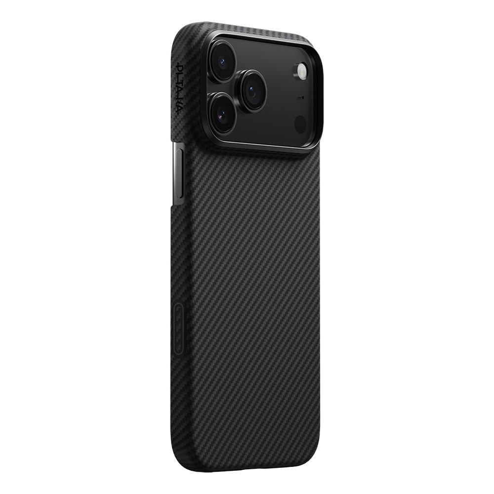 Pitaka Ultra-Slim Classic Serisi iPhone 17 Pro M-safe 1500D Aramid Fiber Black-Grey Twill Telefon Kılıfı