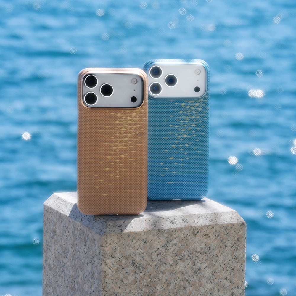 Pitaka Glints of Gold Ultra Slim Serisi iPhone 17 Pro M-safe Şarj Özellikli Aramid Fiber Kılıf