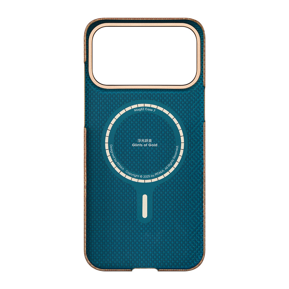 Pitaka Glints of Gold Ultra Slim Serisi iPhone 17 Pro M-safe Şarj Özellikli Aramid Fiber Kılıf