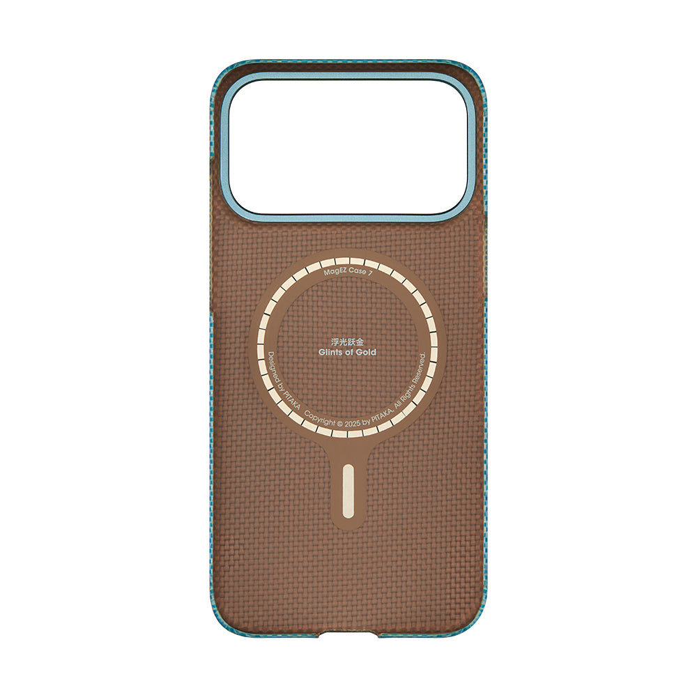 Pitaka Glints of Gold Ultra Slim Serisi iPhone 17 Pro M-safe Şarj Özellikli Aramid Fiber Kılıf