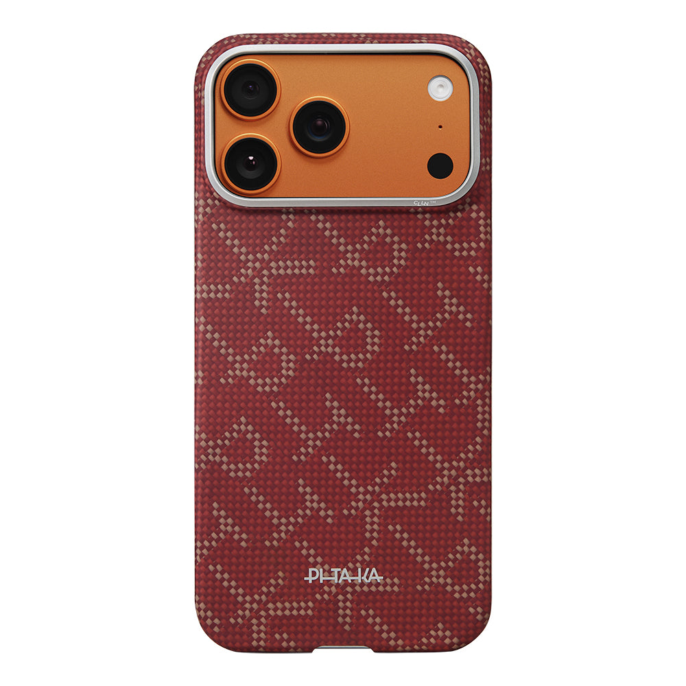 Pitaka Tactile Woven Monogram Serisi iPhone 17 Pro M-safe Şarj Özellikli Aramid Fiber Telefon Kılıfı